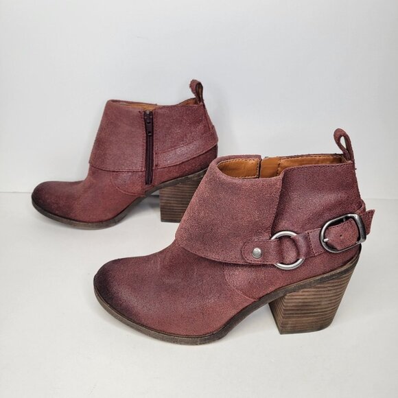 Lucky Brand Women's Size 8.5 Ankle Boots Red Suede Leather Oppus - Picture 5 of 10